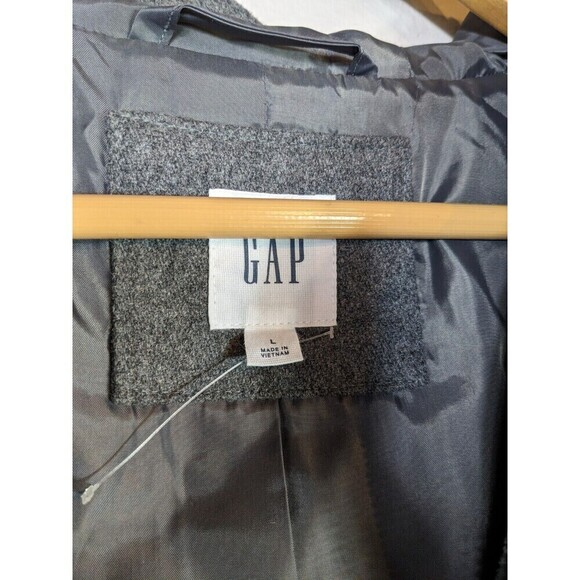 NWOT GAP Hooded Womens Jacket Large Gray Wool Blend Peacoat Hidden Zipper N45 - Picture 6 of 7